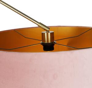 Lampada da terra moderna paralume in velluto oro rosa 50 cm - Editor