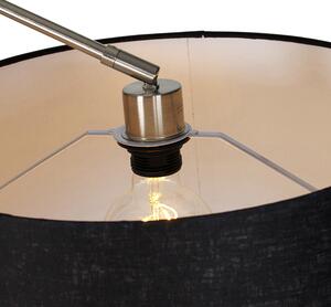Lampada da terra moderna in acciaio paralume in lino nero 45 cm - Editor
