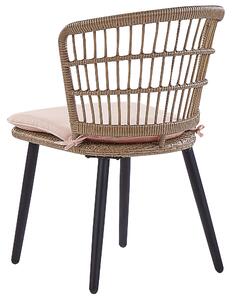 Set da giardino 6 posti in rattan sedie con cuscini di colore rosa e tavolo in vetro giardino terrazzo stile boho Beliani