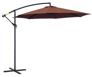 Outsunny Ombrellone da Giardino a Braccio Deluxe Inclinabile con Manovella, in Acciaio e Poliestere Φ2.95m, Marrone|Aosom