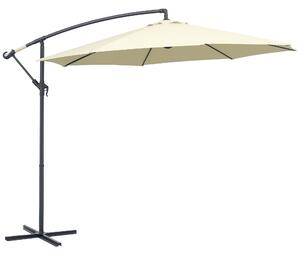 Outsunny Ombrellone da Giardino Decentrato Ø3m con Struttura in Metallo, Manovella e Base a Croce, Beige | Aosom