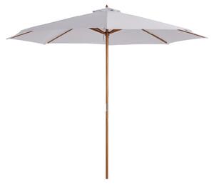 Outsunny Ombrellone da Giardino Φ300cm in Poliestere Crema, Anti UV, con Palo in Legno e 8 Stecche, Elegante e Resistente|Aosom