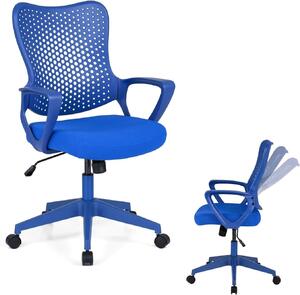 Sedia da ufficio KOMFOTTEU, girevole, sedia da gaming, regolabile in altezza, con rivestimento traspirante e schienale reclinabile, sedia ergonomica per la lettura, il lavoro, l'ufficio e la camera da letto, portata massima 150 kg (blu)