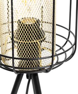 Lampada da tavolo design treppiede nero con oro - Sguardo