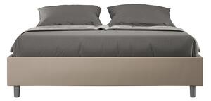 Letto Matrimoniale 160x200 cm con Rete e Contenitore Giroletto con Alzata Comoda Imbottito in Similpelle Azelia Tortora