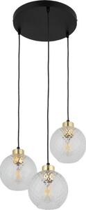 Lampadario a sospensione su cavo DEVON 3xE27/15W/230V nero/trasparente