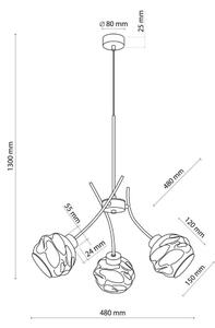 Lampadario sospeso su cavo ZULIA 3xE27/15W/230V nero/fumé