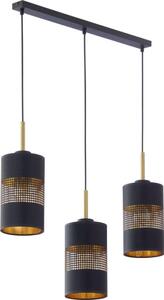 Lampadario a sospensione con cavo BOGART 3xE27/15W/230V nero/oro