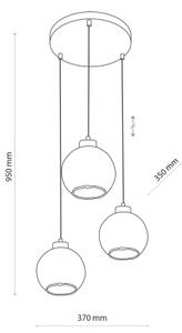 Lampadario LED a sospensione su cavo DEVI 3xE27/15W/230V nero/beige fumé