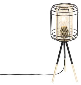 Lampada da tavolo design treppiede nero con oro - Sguardo