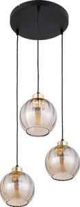 Lampadario a cavo DEVI 3xE27/15W/230V nero/beige fumé