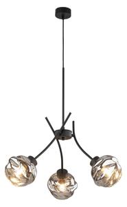 Lampadario sospeso su cavo ZULIA 3xE27/15W/230V nero/fumé