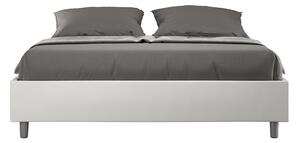 Letto Matrimoniale 160x190 cm con Rete e Contenitore Giroletto con Alzata Comoda Imbottito in Similpelle Azelia Bianco