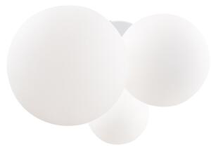 Lampadario Minimal Basic Form In Metallo Bianco E Oro 3 Luci E Diffusori Vetro