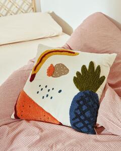 Fodera per cuscino Amarantha 100% cotone bianco con frutti multicolori 45 x 45 cm