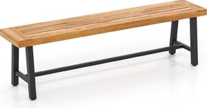 KOMFOTTEU Panchina da terrazza 160 cm in legno di acacia, panchina da giardino e da parco per 3 persone, panchina da birreria con gambe in metallo, panchina da esterno fino a 360 kg per giardino, veranda e cortile (1)