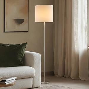 Lampada da terra Parsa Lindby, Bianco / Opale, Soggiorno / Sala da pranzo, Tessuto / Stoffa / Seta, Giovanile, Lampada da terra