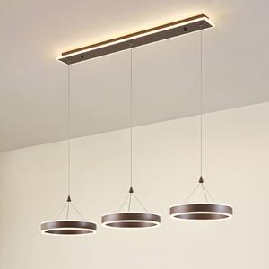 Lucande Lampada LED a sospensione Kolo, 114 cm, 3 luci, marrone, dimmerabile Kolo Lucande,, Marrone / Ruggine, Soggiorno / Sala da pranzo, Moderno