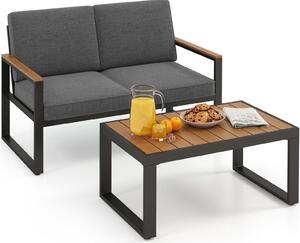 Set di mobili da giardino KOMFOTTEU da 2 pezzi per 2 persone, composto da 1 poltrona e 1 tavolino, ideale per cortili, terrazze e balconi