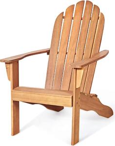 Sedia Adirondack KOMFOTTEU, sedia da giardino in legno di acacia con schienale e braccioli, poltrona da giardino ergonomica, sedia in legno con portata fino a 160 kg, sedia relax per balcone, giardino, spiaggia (colore naturale)
