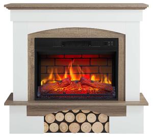 Caminetto elettrico ArtiFlame Woodley AF23BS bianco/rovere grigio – Caminetto elettrico da incasso da 1800 W, effetto fiamma realistico a LED, funzione di riscaldamento, telecomando