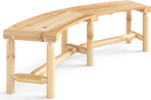 Panchina da giardino KOMFOTTEU a forma di arco, panca in legno di abete resistente alle intemperie, panchina da parco senza schienale con portata fino a 360 kg, panca in legno per terrazza, balcone, cortile (colore naturale)