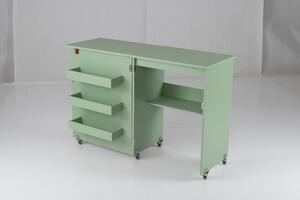 KOMFOTTEU Tavolo da cucito pieghevole, tavolo per macchina da cucire con rotelle e vano portaoggetti, armadio per macchina da cucire con 3 contenitori nascosti, tavolo da lavoro mobile per la casa, studio