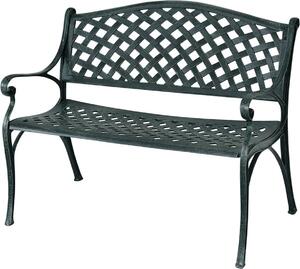Panchina da giardino KOMFOTTEU a 2 posti, panchina da esterno in alluminio resistente alle intemperie, panchina da terrazza con schienale e braccioli, panchina in metallo per balcone e giardino, verde antico
