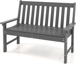 Panchina da giardino KOMFOTTEU a 2 posti, panchina resistente alle intemperie con schienale e braccioli, panchina da terrazza in HDPE con portata fino a 300 kg, panchina da parco per balcone e giardino