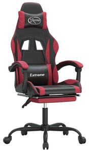 Sedia Gaming Girevole Poggiapiedi Nero e Rosso Vino Pelle finta