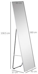 HOMCOM Specchio da Terra e Parete con Struttura in Alluminio per Camera, Ingresso e Bagno, 45x37x158.5cm
