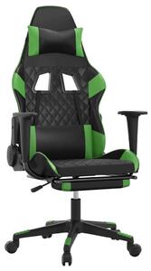 Sedia da gaming vidaXL con funzione massaggio e poggiapiedi, in Pelle finta nera e verde