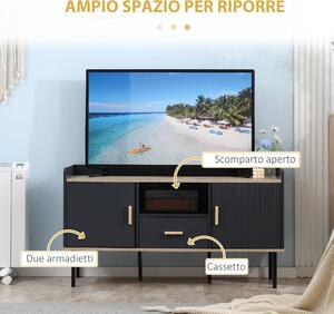HOMCOM Mobile Porta TV fino a 55" con Ripiano, Cassetto e Armadietti, 120x40x65cm, Grigio