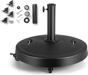 KOMFOTTEU Supporto per ombrellone con rotelle, supporto per ombrellone 52 cm per asta da 38 mm / 48 mm, supporto rotante per ombrellone da balcone, supporto per ombrellone