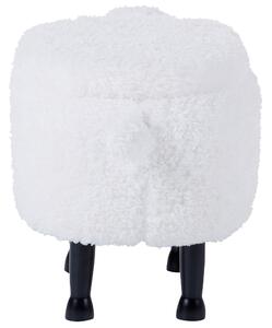 Pouf animaletto Sgabello per bambini Poggiapiedi in pelliccia sintetica bianco con gambe in legno portaoggetti Seggiolino per bambini Beliani