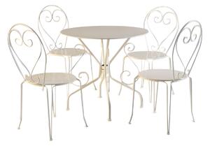 Set tavolo + 4 sedie in metallo effetto ferro battuto GUERMANTES - Bianco