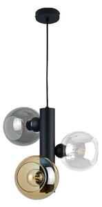 Lampadario a sospensione con filo TUBE 3xE27/60W/230V nero/fumé beige/limpido
