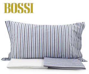 Completo lenzuola BOSSI MATRIMONIALE articolo 7435 blu Rigato Bossimelange con sotto angolare variante BIANCO