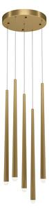 Lampadario A Sospensione Moderno Cascade Alluminio Ottone 5 Luci Led 31W