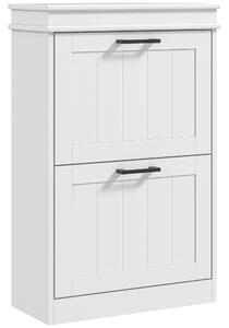 HOMCOM Scarpiera Moderna con 2 Cassetti Ribaltabili per 10 Paia di Scarpe e Ripiano Regolabile, 54x24x82.5cm, Bianco