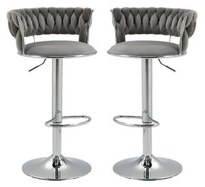 Set di 2 Sgabelli da Bar Girevoli e Regolabili con Poggiapiedi, Design Elegante per Cucina e Sala da Pranzo, Grigio