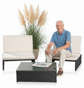 Gruppo di sedute Mucola set da giardino in polyrattan 2 poltrone e tavolo salotto da giardino mobili da giardino set da pranzo - nero