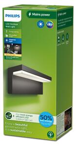 Philips Lampada da parete Bustan 3,8 W, Lampada da esterno da parete, Antracite, Metallo, IP44, Terrazza, Giardino, I