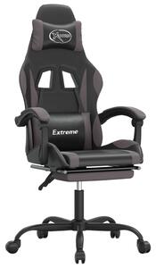 Sedia da Gaming Girevole Poggiapiedi Nero e Grigio Pelle finta