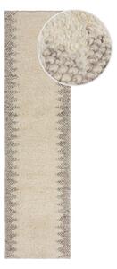 Passatoia in misto lana intrecciata a mano color crema 60x230 cm Minerals Border - Flair Rugs