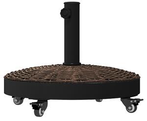 Outsunny Base per Ombrellone da Giardino Rotonda a 4 Ruote con Freni, in Acciaio e Resina, Ø52x41 cm, Bronzo e Nero