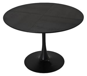 Moderno tavolo da pranzo rotondo, quattro piani in patchwork, base in metallo, 120×120×75 cm, Nero