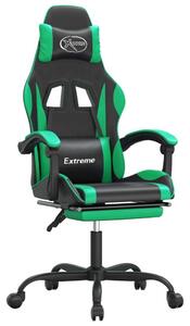 Sedia da Gaming Girevole con Poggiapiedi Nero Verde Pelle finta