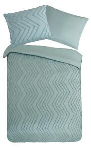 Copripiumino per letto singolo verde chiaro in microfibra 140x220 cm Pure Zigzag - Good Morning