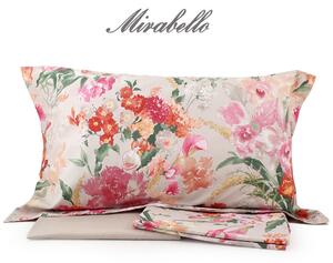Completo lenzuolo copriletto matrimoniale in percalle di cotone di Mirabello Art. M24 May Flowers variante 80M rosso